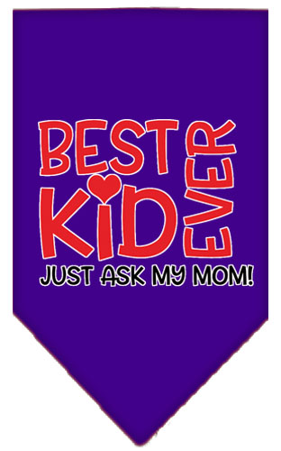 Ask My Mom Screen Print Pet Bandana Purple Large